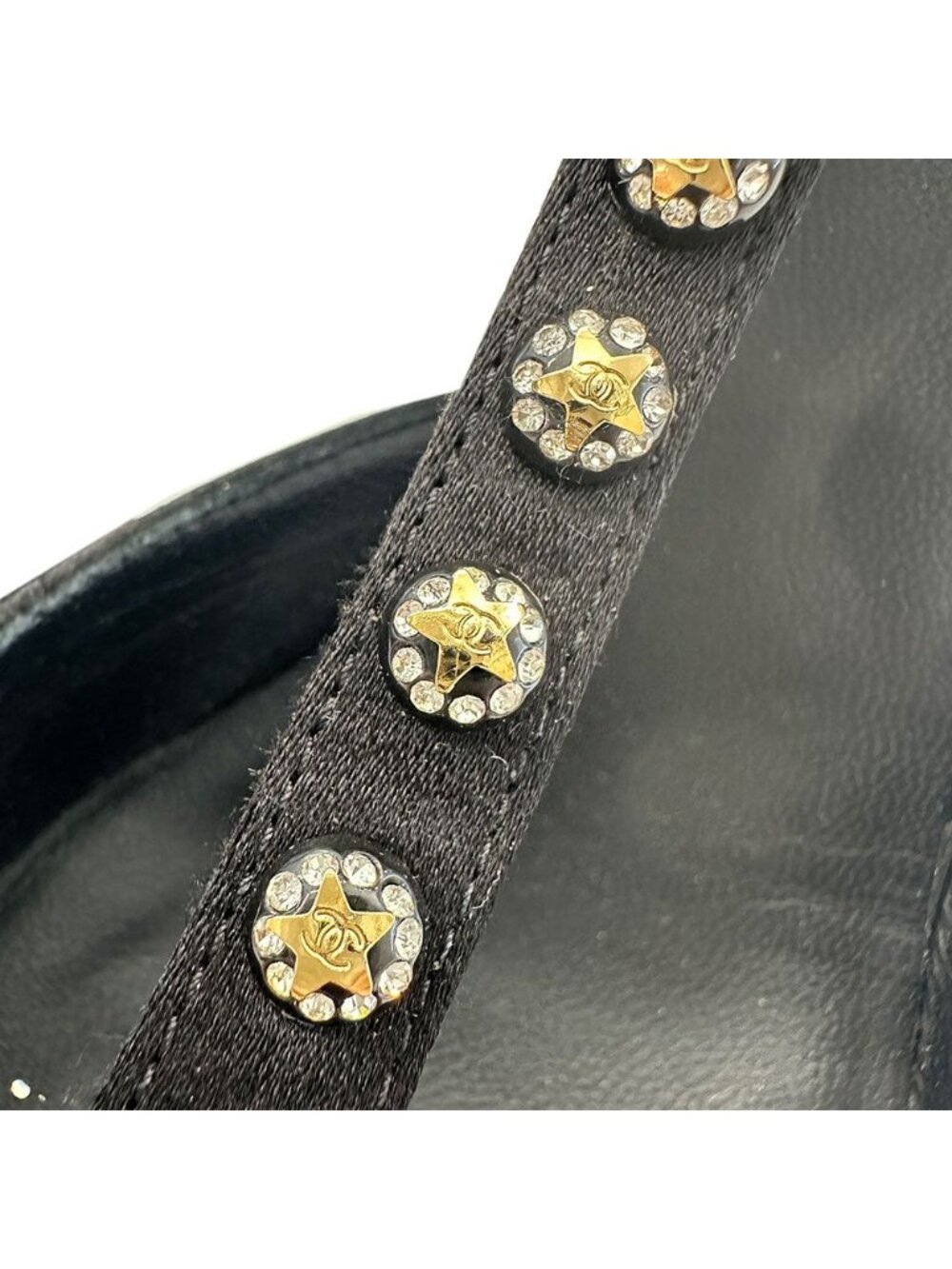Chanel Shoes Leather Heels Black CC Logo Line - Picture 13 of 14